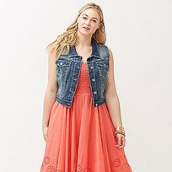 Lane Bryant Cropped Denim Vest Size 4 